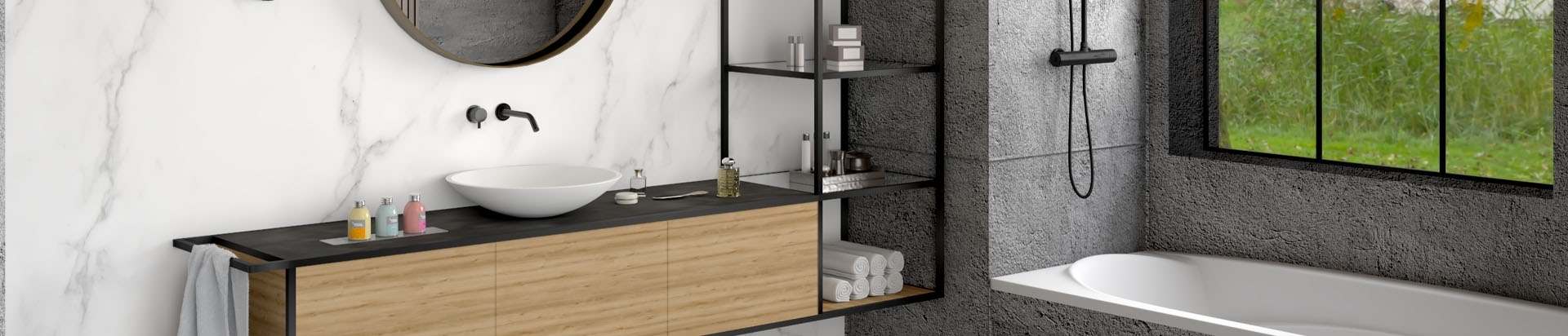 יחידות מידוף אלומיניום לחדר אמבטיה | בלורן מוצרי פרזול איכותיים