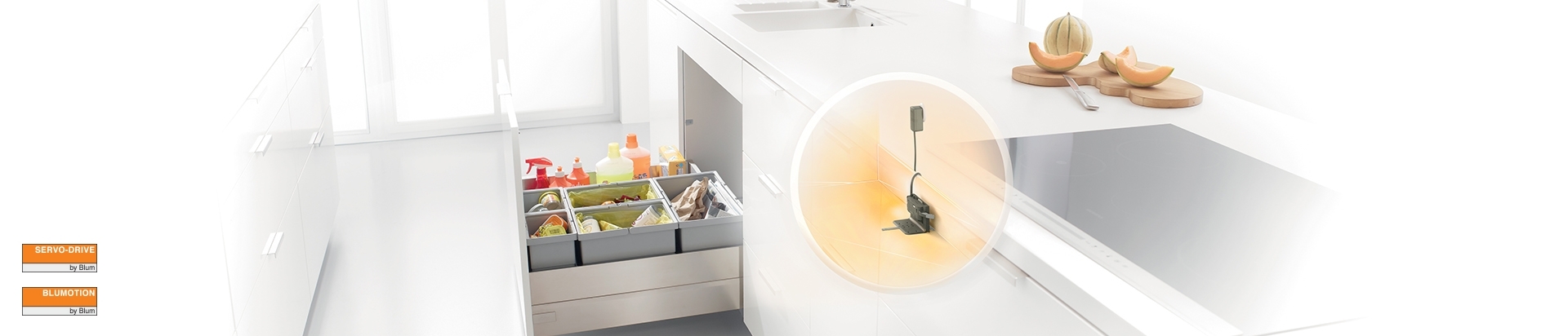 סרוו-דרייב אונו - תמיכה חשמלית למגירת פחים | בלורן מוצרי פרזול איכותיים